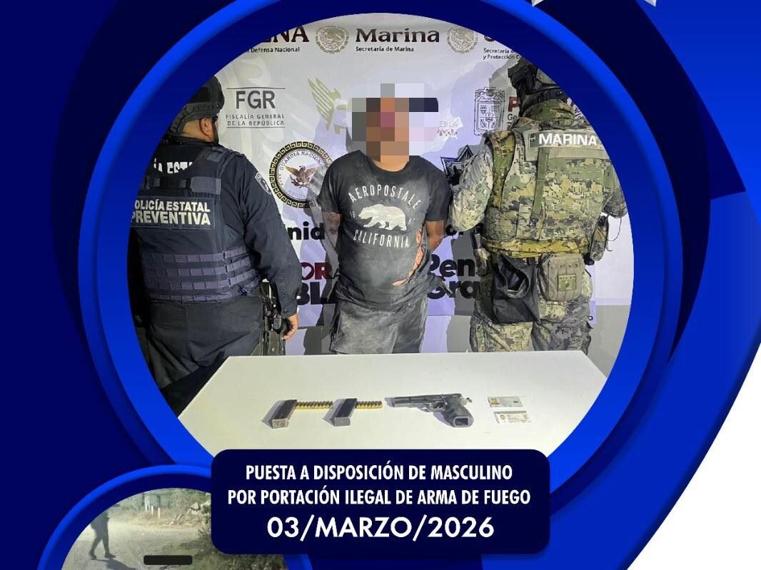 Detienen a hombre armado durante operativo en Izúcar