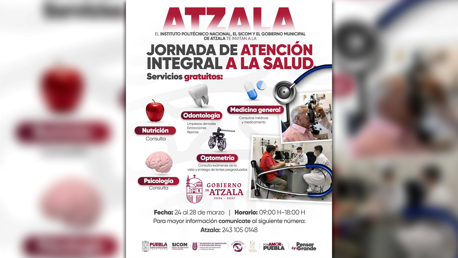 Anuncian Jornada de Salud Integral en Atzala