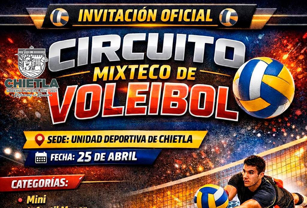 Ayuntamiento de Chietla convoca al Circuito Mixteco de Voleibol