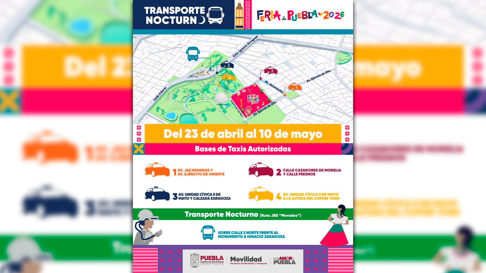 Transporte ordenado y seguro para la Feria de Puebla 2026