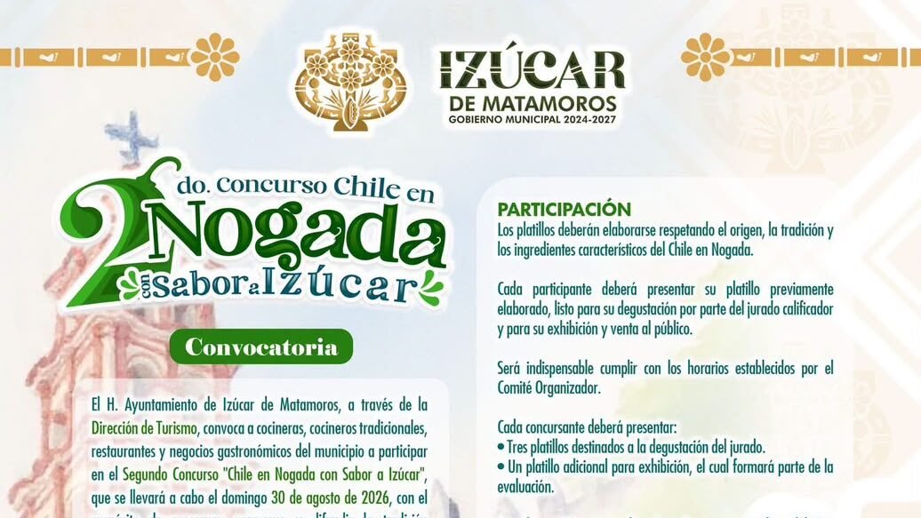 Izúcar abrió convocatoria para su 2º Concurso de “Chile en Nogada”